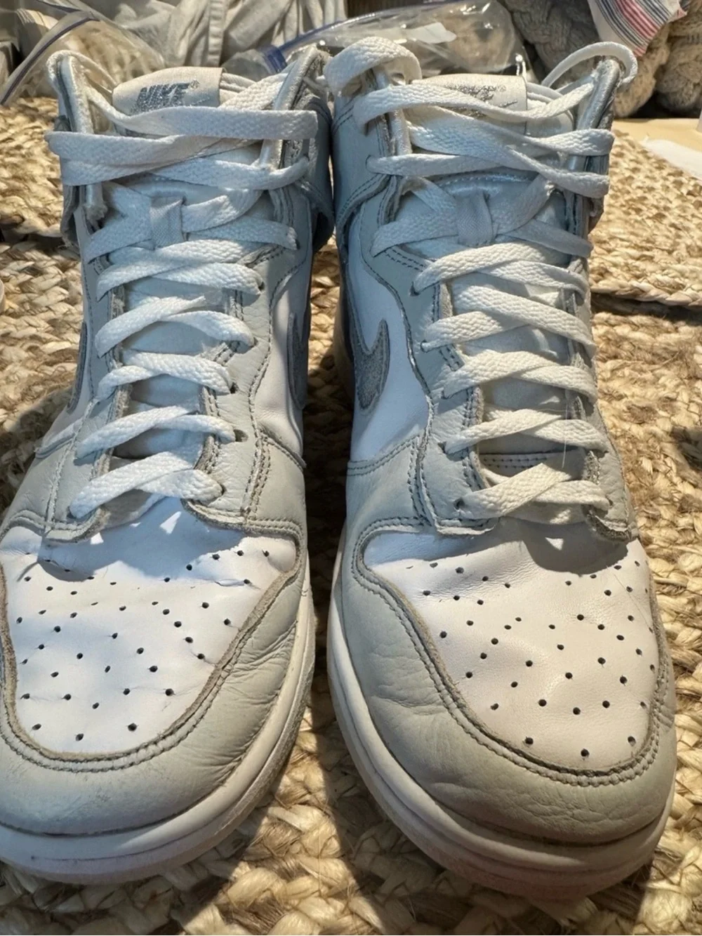 Nike Dunk High Silver Glitter Swoosh Women’s 8 White Gray FJ4578-100